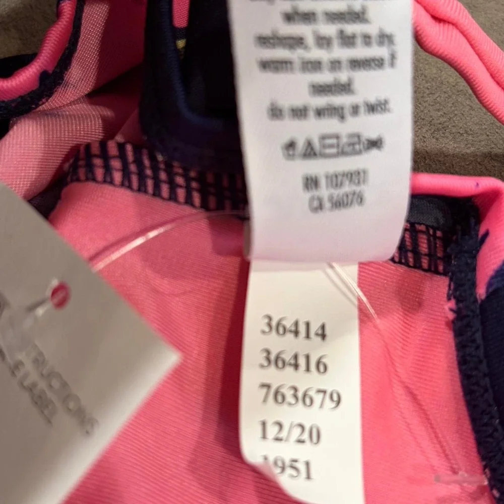 Justice Watermelon Tankini Swimsuit Girls 18 Plus Navy Neon Pink UPF 50 763679